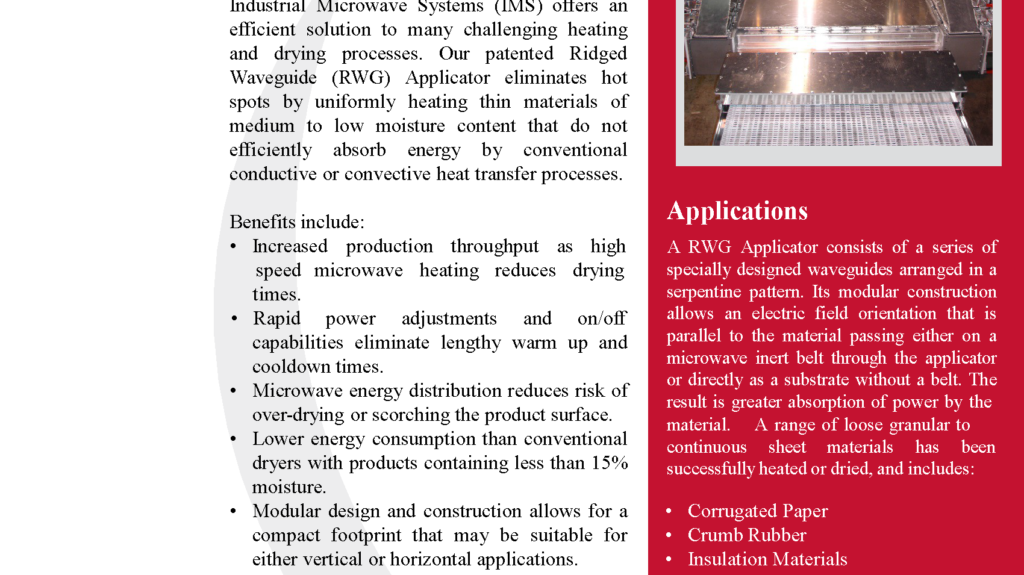 915 MHz Ridged Waveguide Heating and Drying System Brochure